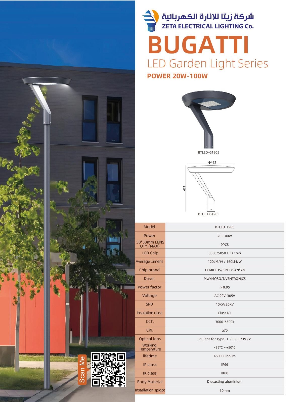 d1bf4b90-4a57-4f50-9cdd-c0b05fd644ea ZETA BUGATTI LED Garden Light Series (20W-100W) - Image 1